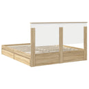 vidaXL Tárolós Ágy fejtámlával Sonoma tölgy 160 x 200 cm Faanyag