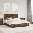 vidaXL Tárolós Ágy fejtámlával Füstölt tölgy 160 x 200 cm Faanyag