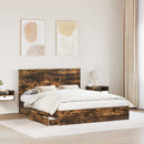 vidaXL Tárolós Ágy fejtámlával Füstölt tölgy 160 x 200 cm Faanyag