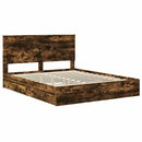 vidaXL Tárolós Ágy fejtámlával Füstölt tölgy 160 x 200 cm Faanyag