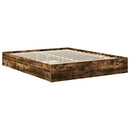 vidaXL Tárolós Ágy fejtámlával Füstölt tölgy 160 x 200 cm Faanyag