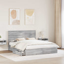 vidaXL Tárolós Ágy fejtámlával Szürke Sonoma 160 x 200 cm Faanyag