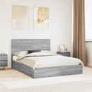 vidaXL Tárolós Ágy fejtámlával Szürke Sonoma 150 x 200 cm Faanyag