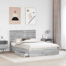 vidaXL Tárolós Ágy fejtámlával Szürke Sonoma 140 x 200 cm Faanyag