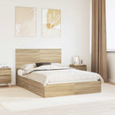vidaXL Tárolós Ágy fejtámlával Sonoma tölgy 135 x 190 cm Faanyag