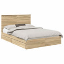 vidaXL Tárolós Ágy fejtámlával Sonoma tölgy 135 x 190 cm Faanyag