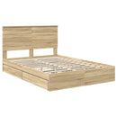 vidaXL Tárolós Ágy fejtámlával Sonoma tölgy 135 x 190 cm Faanyag