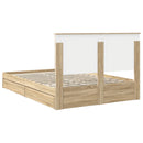 vidaXL Tárolós Ágy fejtámlával Sonoma tölgy 135 x 190 cm Faanyag