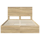 vidaXL Tárolós Ágy fejtámlával Sonoma tölgy 135 x 190 cm Faanyag