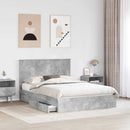 vidaXL Tárolós Ágy fejtámlával Beton Szürke 135 x 190 cm Faanyag