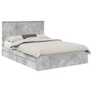 vidaXL Tárolós Ágy fejtámlával Beton Szürke 135 x 190 cm Faanyag
