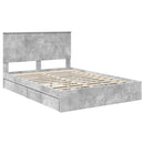 vidaXL Tárolós Ágy fejtámlával Beton Szürke 135 x 190 cm Faanyag