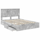 vidaXL Tárolós Ágy fejtámlával Beton Szürke 135 x 190 cm Faanyag