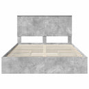 vidaXL Tárolós Ágy fejtámlával Beton Szürke 135 x 190 cm Faanyag