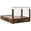 vidaXL Tárolós Ágy fejtámlával Füstölt tölgy 135 x 190 cm Faanyag