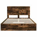 vidaXL Tárolós Ágy fejtámlával Füstölt tölgy 135 x 190 cm Faanyag