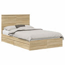 vidaXL Tárolós Ágy fejtámlával Sonoma tölgy 120 x 200 cm Faanyag