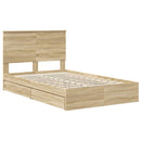 vidaXL Tárolós Ágy fejtámlával Sonoma tölgy 120 x 200 cm Faanyag