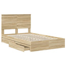 vidaXL Tárolós Ágy fejtámlával Sonoma tölgy 120 x 200 cm Faanyag