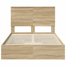 vidaXL Tárolós Ágy fejtámlával Sonoma tölgy 120 x 200 cm Faanyag