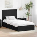 vidaXL Tárolós Ágy fejtámlával fiókkal Fekete 100 x 200 cm Faanyag