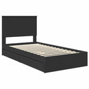 vidaXL Tárolós Ágy fejtámlával fiókkal Fekete 100 x 200 cm Faanyag