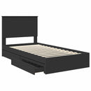 vidaXL Tárolós Ágy fejtámlával fiókkal Fekete 100 x 200 cm Faanyag