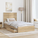 vidaXL Tárolós Ágy fejtámlával Sonoma tölgy 100 x 200 cm Faanyag