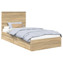 vidaXL Tárolós Ágy fejtámlával Sonoma tölgy 100 x 200 cm Faanyag