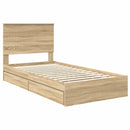 vidaXL Tárolós Ágy fejtámlával Sonoma tölgy 100 x 200 cm Faanyag