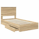 vidaXL Tárolós Ágy fejtámlával Sonoma tölgy 100 x 200 cm Faanyag