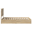 vidaXL Tárolós Ágy fejtámlával Sonoma tölgy 100 x 200 cm Faanyag