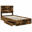 vidaXL Tárolós Ágy fejtámlával Füstölt tölgy 100 x 200 cm Faanyag