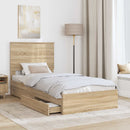 vidaXL Tárolós Ágy fejtámlával Sonoma tölgy 90 x 200 cm Faanyag