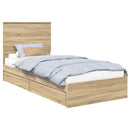 vidaXL Tárolós Ágy fejtámlával Sonoma tölgy 90 x 200 cm Faanyag
