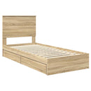 vidaXL Tárolós Ágy fejtámlával Sonoma tölgy 90 x 200 cm Faanyag
