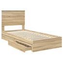 vidaXL Tárolós Ágy fejtámlával Sonoma tölgy 90 x 200 cm Faanyag
