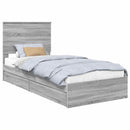vidaXL Tárolós Ágy fejtámlával Szürke Sonoma 90 x 200 cm Faanyag