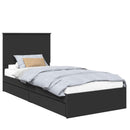 vidaXL Tárolós Ágy fejtámlával fiókkal Fekete 90 x 190 cm Faanyag