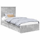 vidaXL Tárolós Ágy fejtámlával Beton Szürke 90 x 190 cm Faanyag