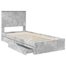 vidaXL Tárolós Ágy fejtámlával Beton Szürke 90 x 190 cm Faanyag