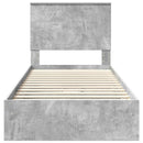 vidaXL Tárolós Ágy fejtámlával Beton Szürke 90 x 190 cm Faanyag