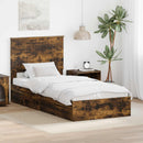 vidaXL Tárolós Ágy fejtámlával Füstölt tölgy 90 x 190 cm Faanyag