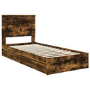 vidaXL Tárolós Ágy fejtámlával Füstölt tölgy 90 x 190 cm Faanyag