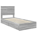 vidaXL Tárolós Ágy fejtámlával Szürke Sonoma 90 x 190 cm Faanyag