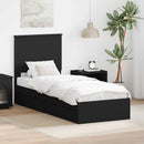 vidaXL Tárolós Ágy fejtámlával fiókkal Fekete 75 x 190 cm Faanyag