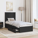 vidaXL Tárolós Ágy fejtámlával fiókkal Fekete 75 x 190 cm Faanyag