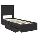 vidaXL Tárolós Ágy fejtámlával fiókkal Fekete 75 x 190 cm Faanyag