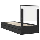 vidaXL Tárolós Ágy fejtámlával fiókkal Fekete 75 x 190 cm Faanyag