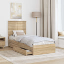 vidaXL Tárolós Ágy fejtámlával Sonoma tölgy 75 x 190 cm Faanyag